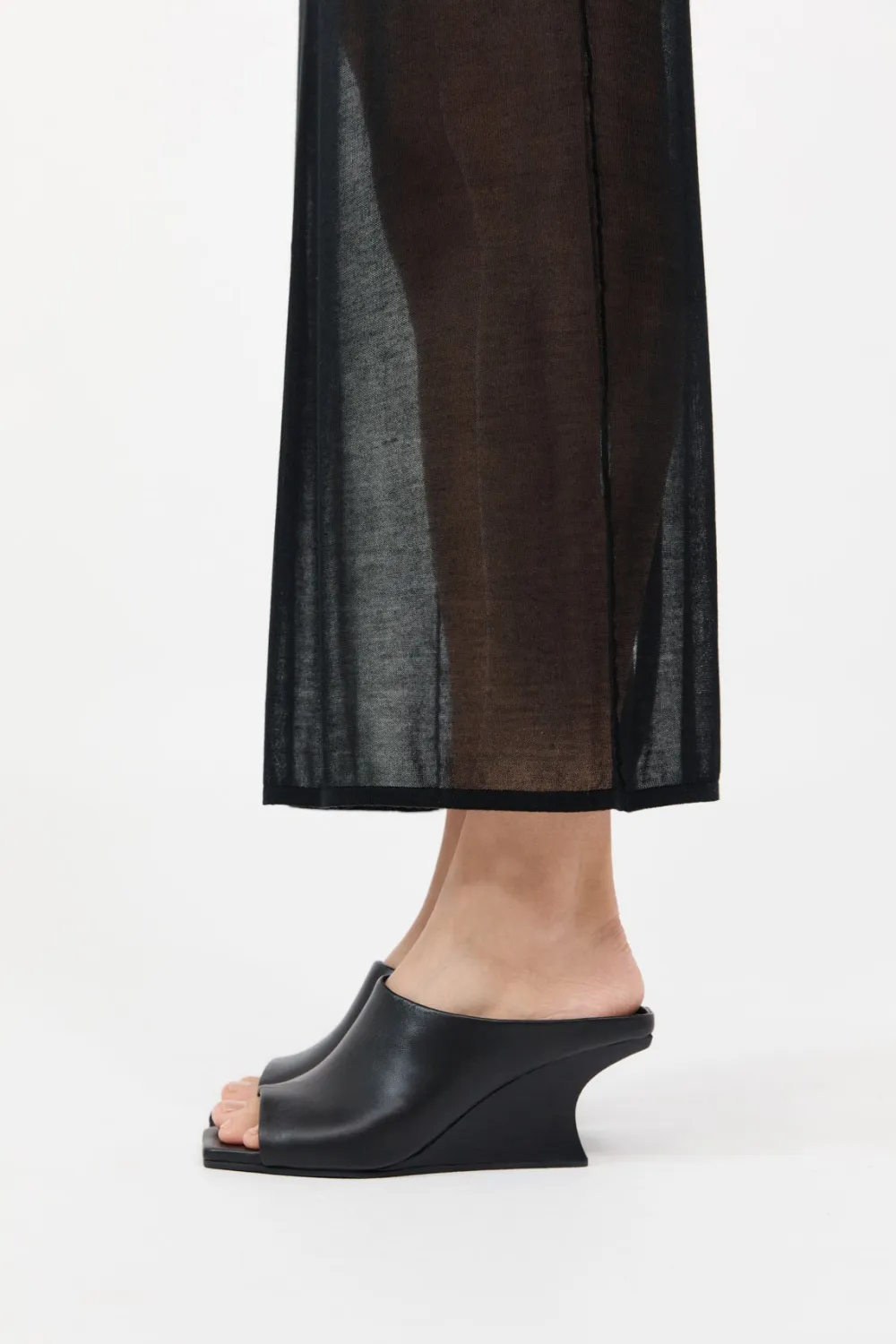 Architectural Wedge Mules - Black|St. Agni Store