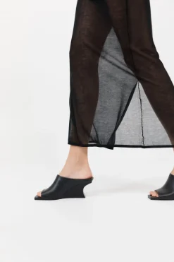 Architectural Wedge Mules - Black|St. Agni Store