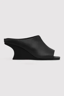Architectural Wedge Mules - Black|St. Agni Store
