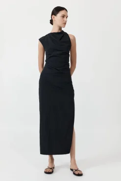 Asymm Tuck Dress - Black|St. Agni Cheap