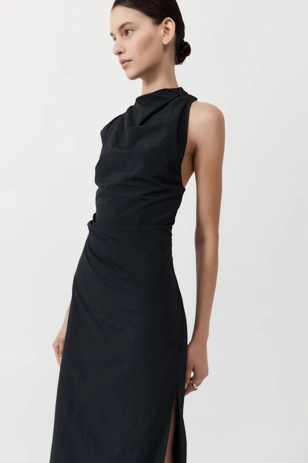 Asymm Tuck Dress - Black|St. Agni Cheap