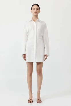 Cotton Oversized Shirt Dress - White|St. Agni Hot