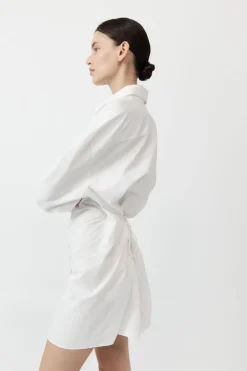 Cotton Oversized Shirt Dress - White|St. Agni Hot