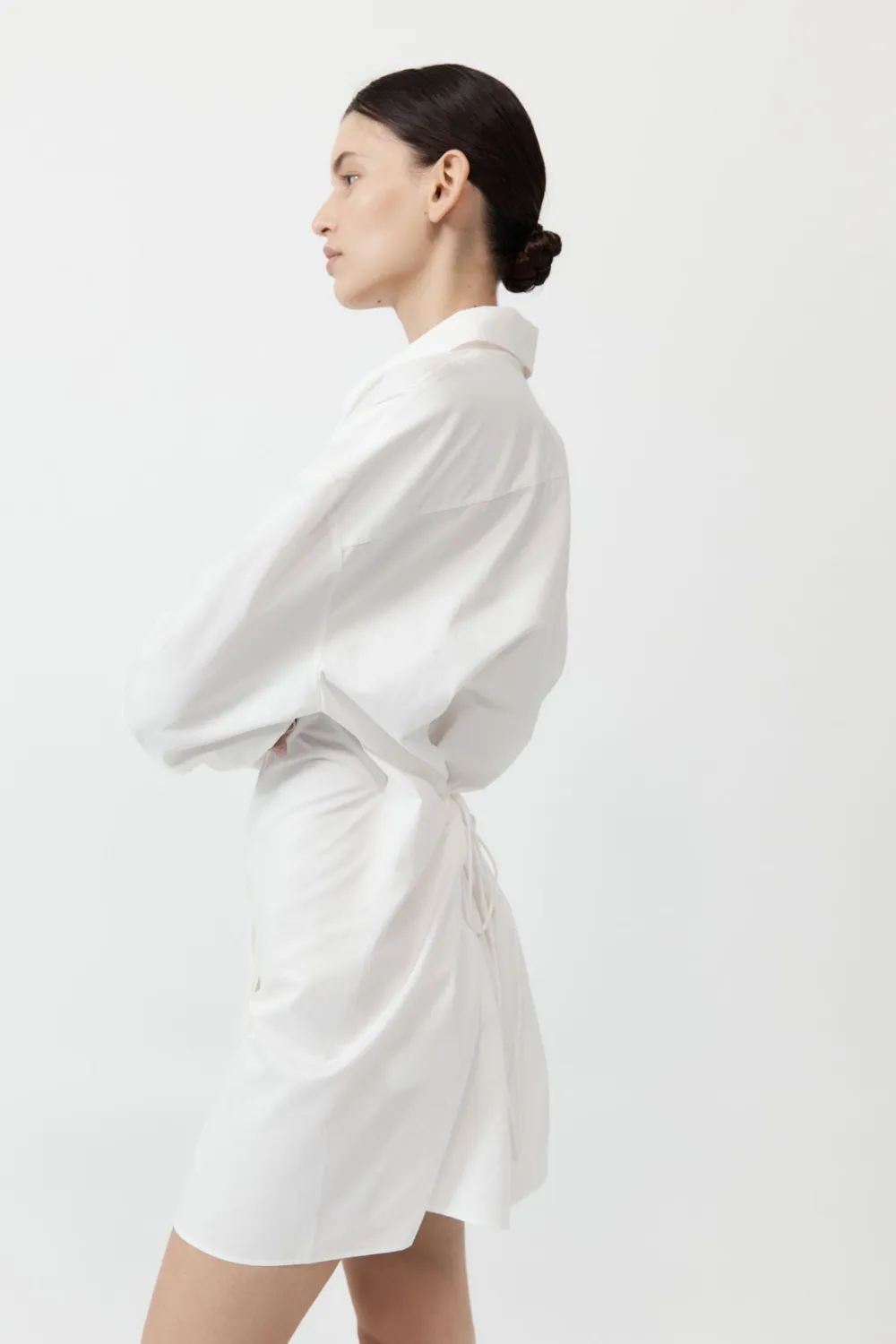 Cotton Oversized Shirt Dress - White|St. Agni Hot