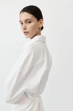 Cotton Oversized Shirt Dress - White|St. Agni Hot