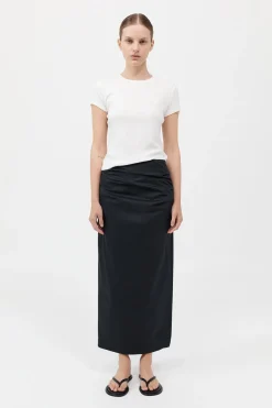 Cotton Tuck Midi Skirt -|St. Agni Cheap