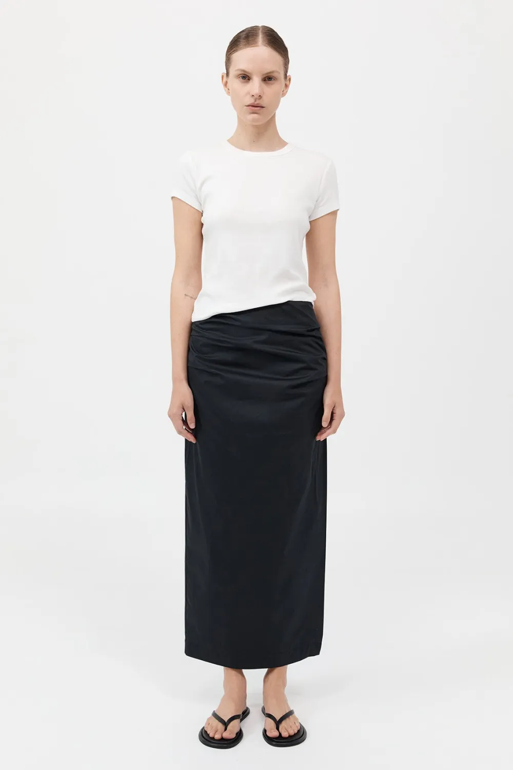 Cotton Tuck Midi Skirt -|St. Agni Cheap