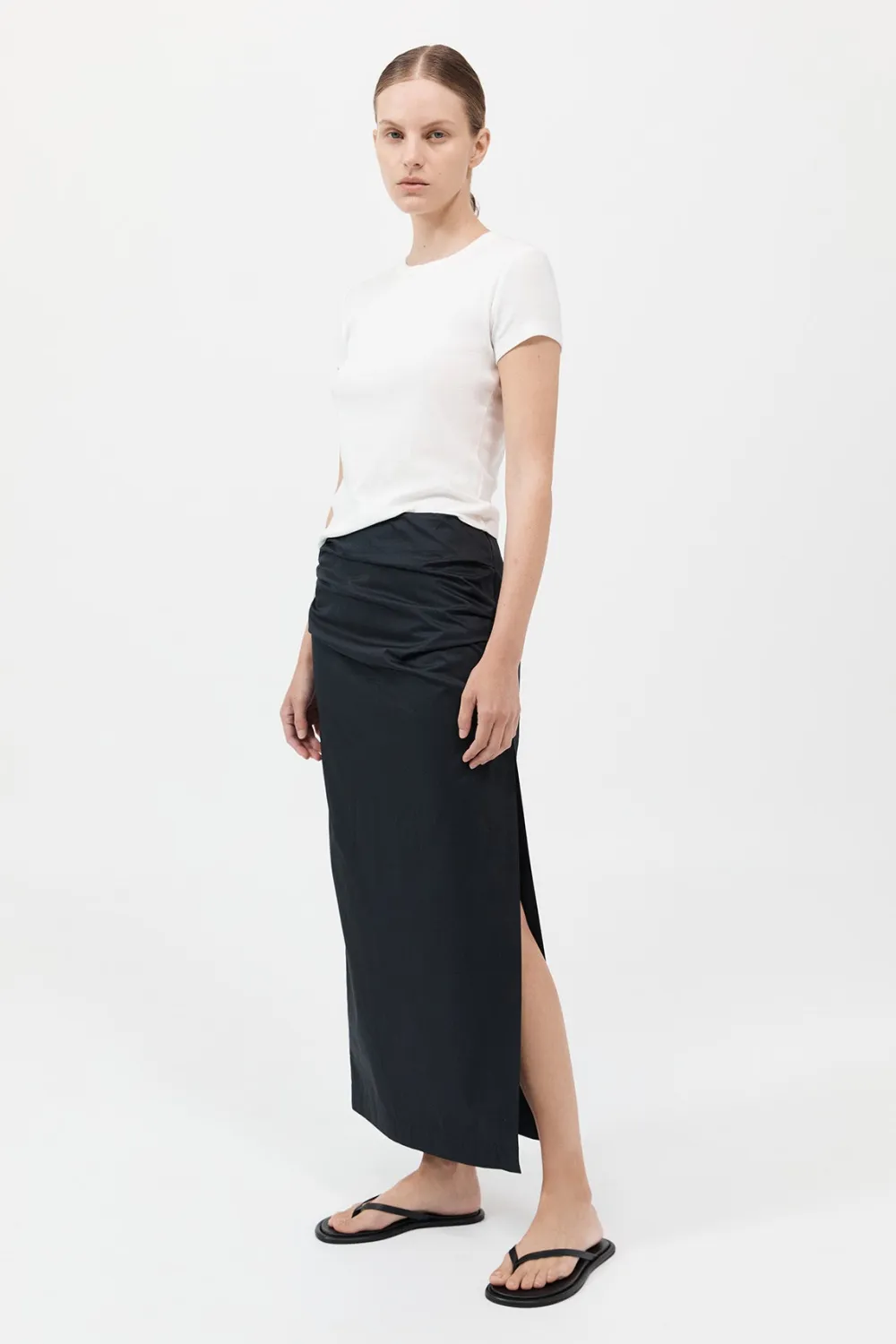 Cotton Tuck Midi Skirt -|St. Agni Cheap