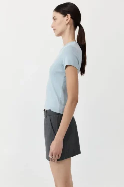 Deconstructed Mini Skirt - Stone Blue Stripe|St. Agni Fashion