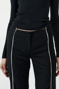 Deconstructed Pinstripe Trousers - Black|St. Agni Cheap