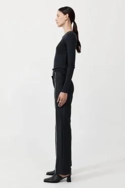 Deconstructed Pinstripe Trousers - Black|St. Agni Cheap