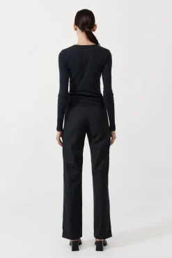 Deconstructed Pinstripe Trousers - Black|St. Agni Cheap