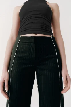 Deconstructed Pinstripe Trousers - Black|St. Agni Cheap