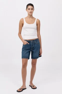 Denim Mid Rise Shorts - Indigo|St. Agni Online