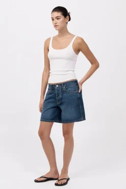 Denim Mid Rise Shorts - Indigo|St. Agni Online