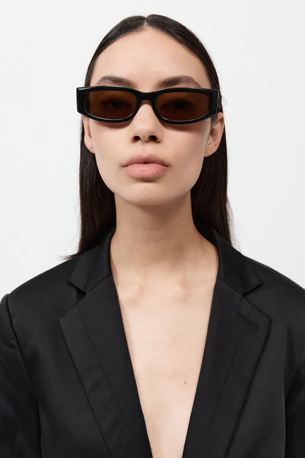 Everyday Rectangle Sunglasses - Black/Brown|St. Agni Clearance