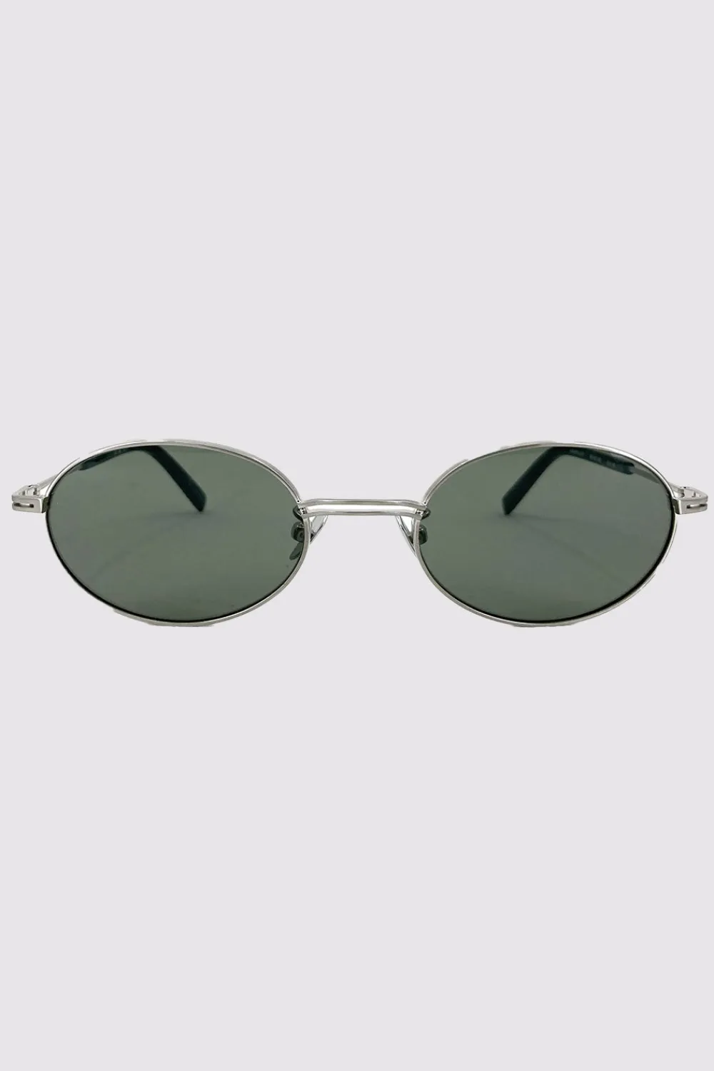 Fine Metal Oval Sunglasses - Chrome/Black|St. Agni Store