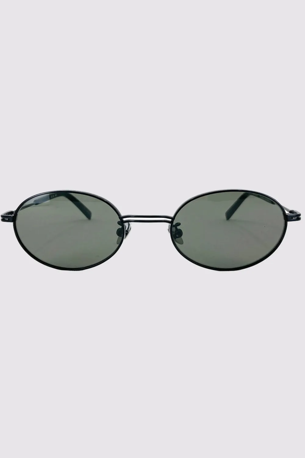 Fine Metal Oval Sunglasses - Black/Grey|St. Agni Outlet