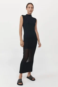 Fine Pleat Knit Dress - Black|St. Agni Best