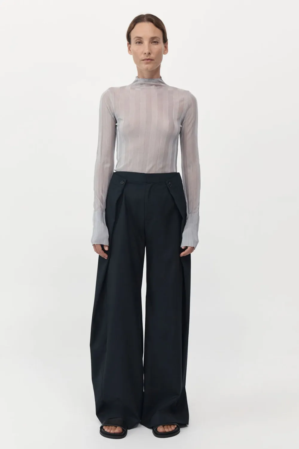 Fine Pleat Long Sleeve Top -|St. Agni New