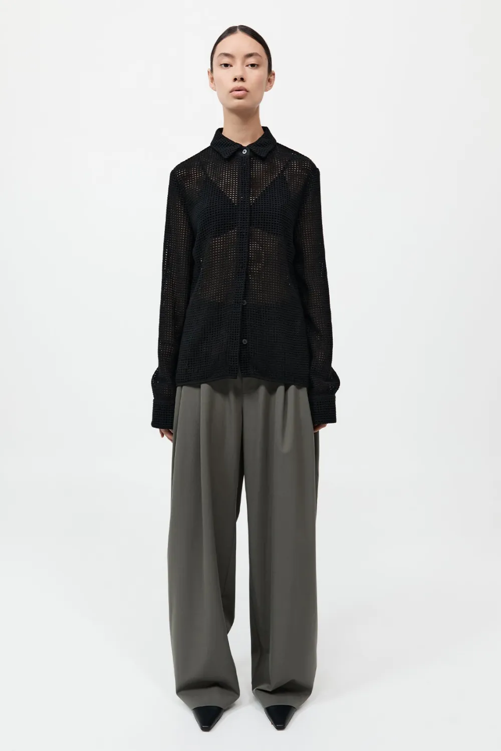 Fitted Cotton Grid Shirt -|St. Agni Clearance
