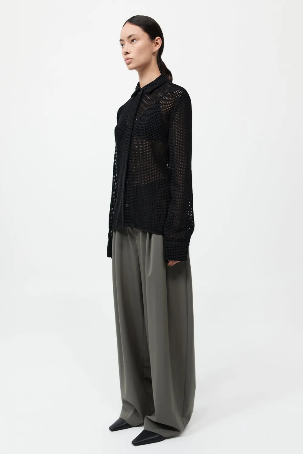Fitted Cotton Grid Shirt -|St. Agni Clearance