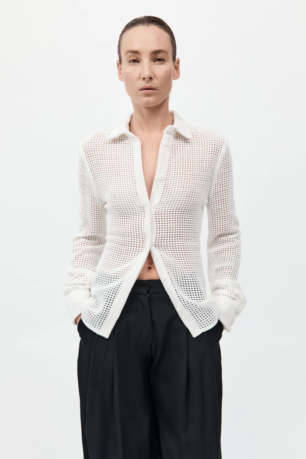 Fitted Cotton Grid Shirt -|St. Agni Store