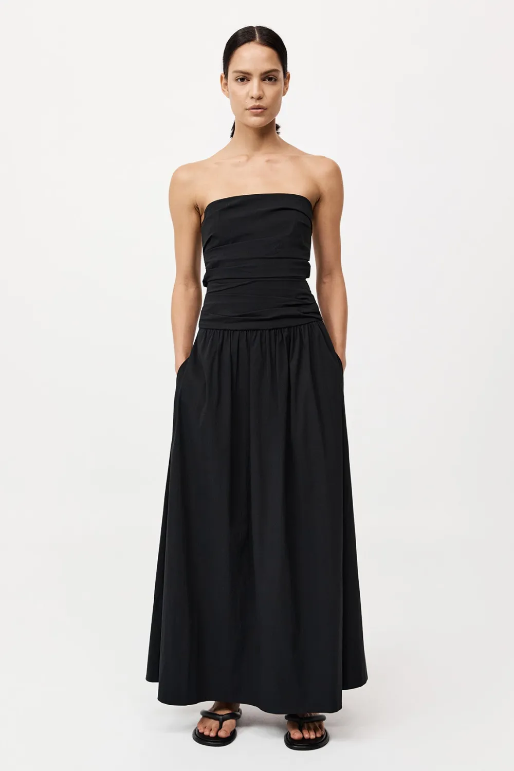 Gathered Strapless Tie Back Dress -|St. Agni Sale