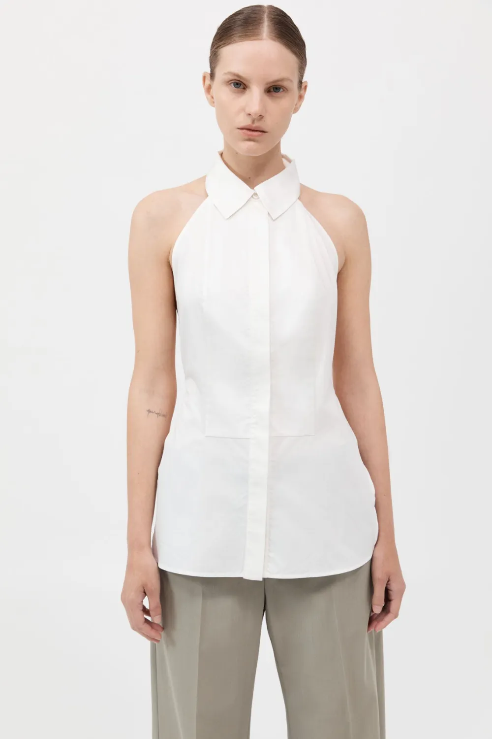 Halter Shirt - White|St. Agni Discount