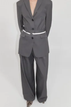 Homme Belted Blazer - Pewter Grey|St. Agni Online