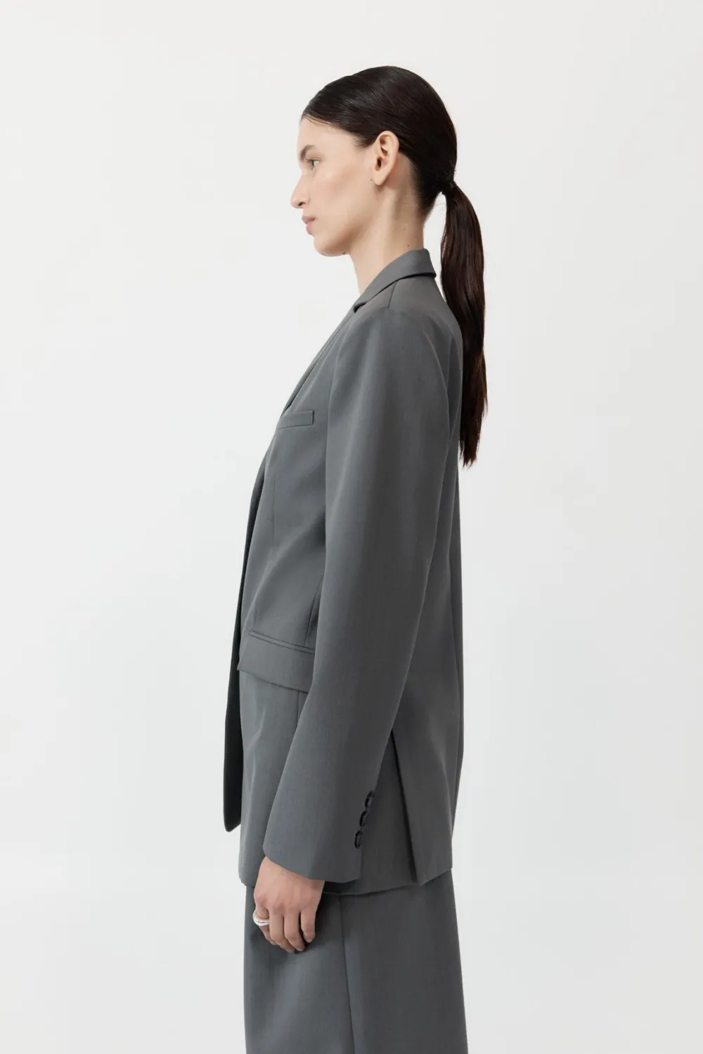 Homme Belted Blazer - Pewter Grey|St. Agni Online