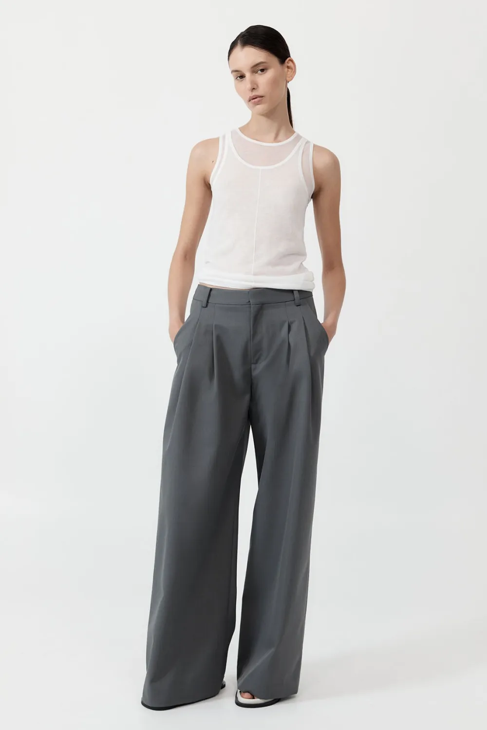 Homme Pleat Pants - Pewter Grey|St. Agni Online