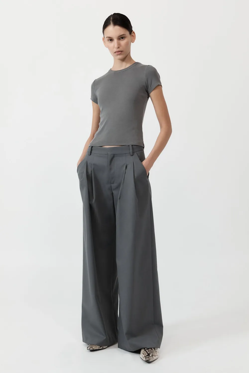 Homme Pleat Pants - Pewter Grey|St. Agni Online