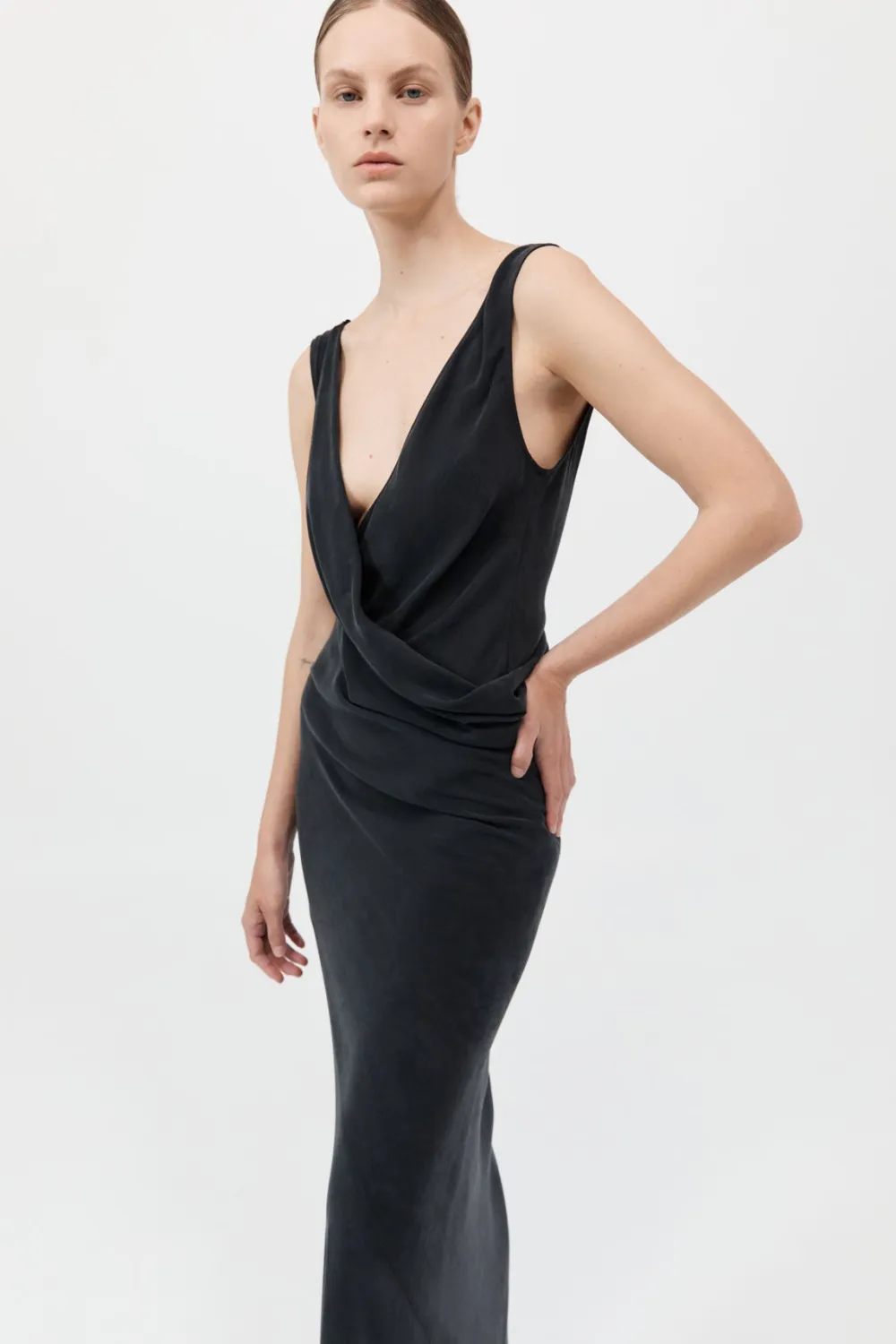 Layered Drape Dress - Black|St. Agni Sale