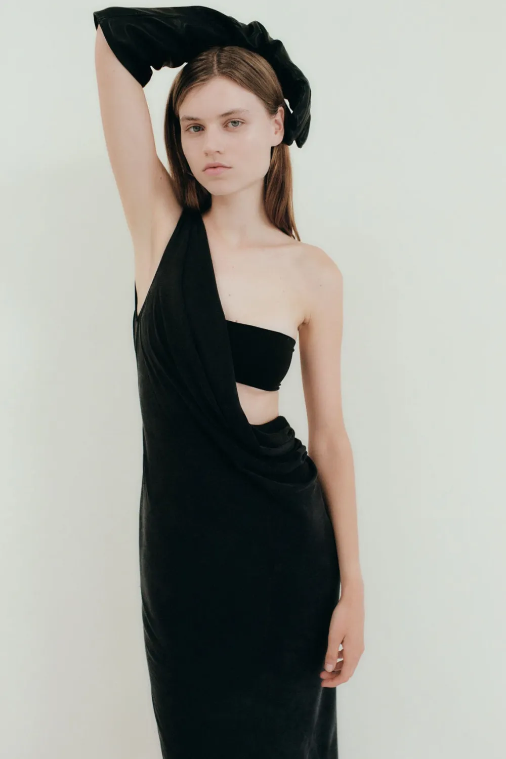 Layered Drape Dress - Black|St. Agni Sale