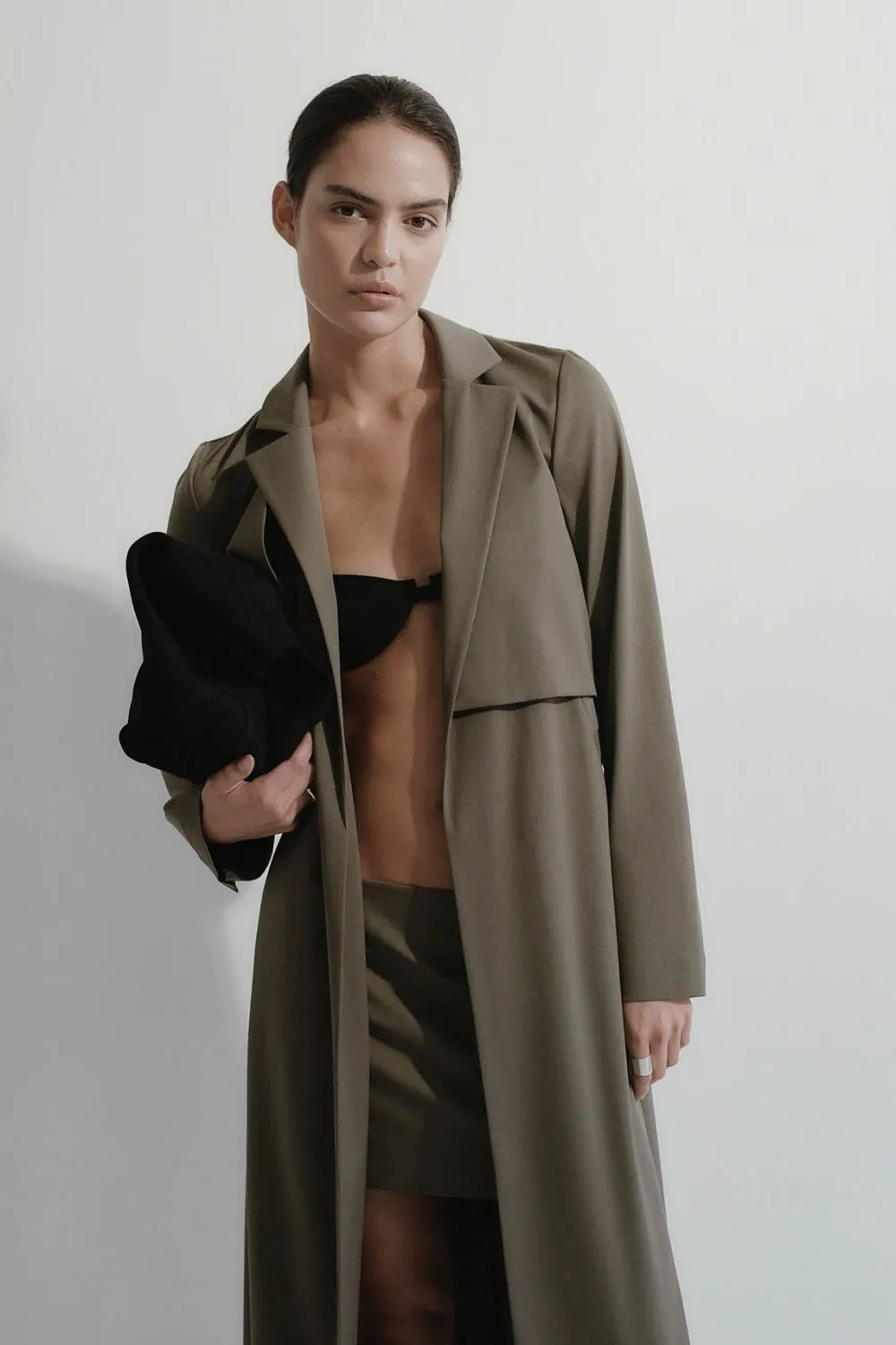 Layered Wool Trench - Kelp|St. Agni Best