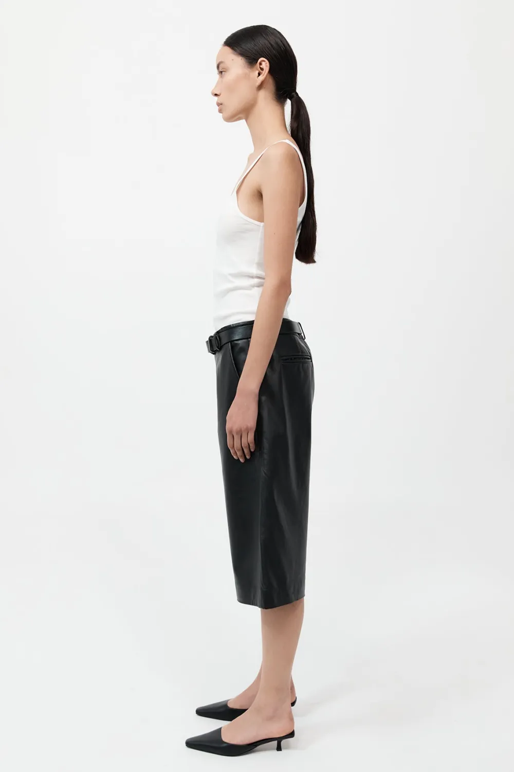 Leather Bermuda Shorts - Black|St. Agni Clearance