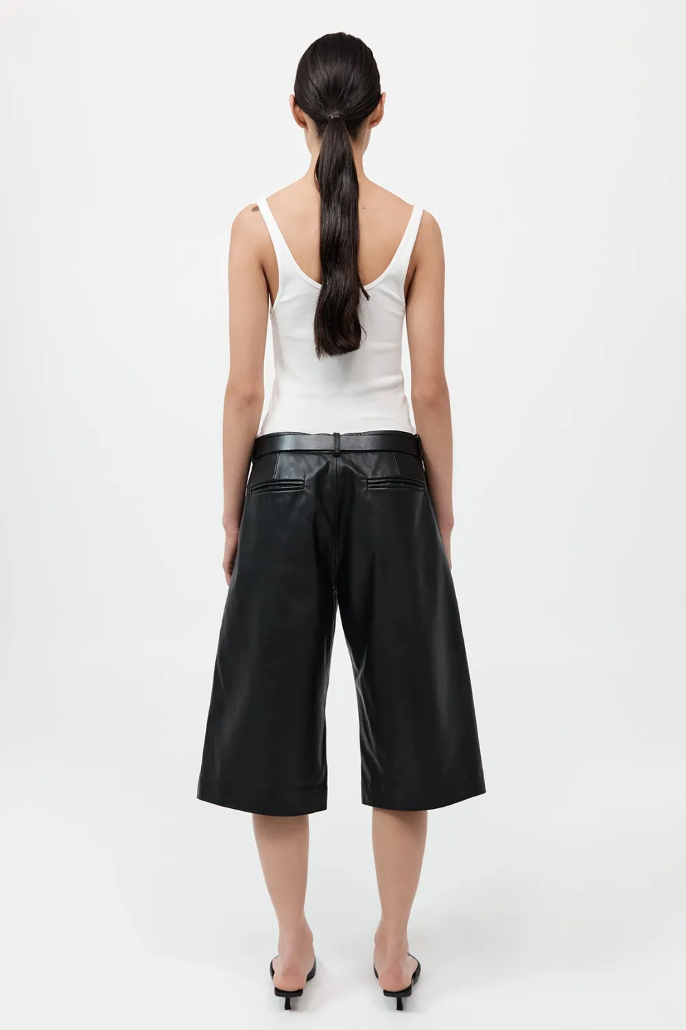 Leather Bermuda Shorts - Black|St. Agni Clearance