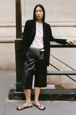 Leather Bermuda Shorts - Black|St. Agni Clearance