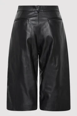 Leather Bermuda Shorts - Black|St. Agni Clearance