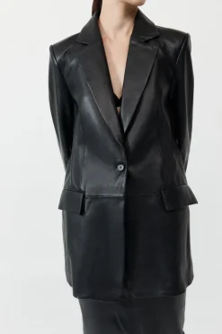 Leather Blazer - Black|St. Agni Outlet