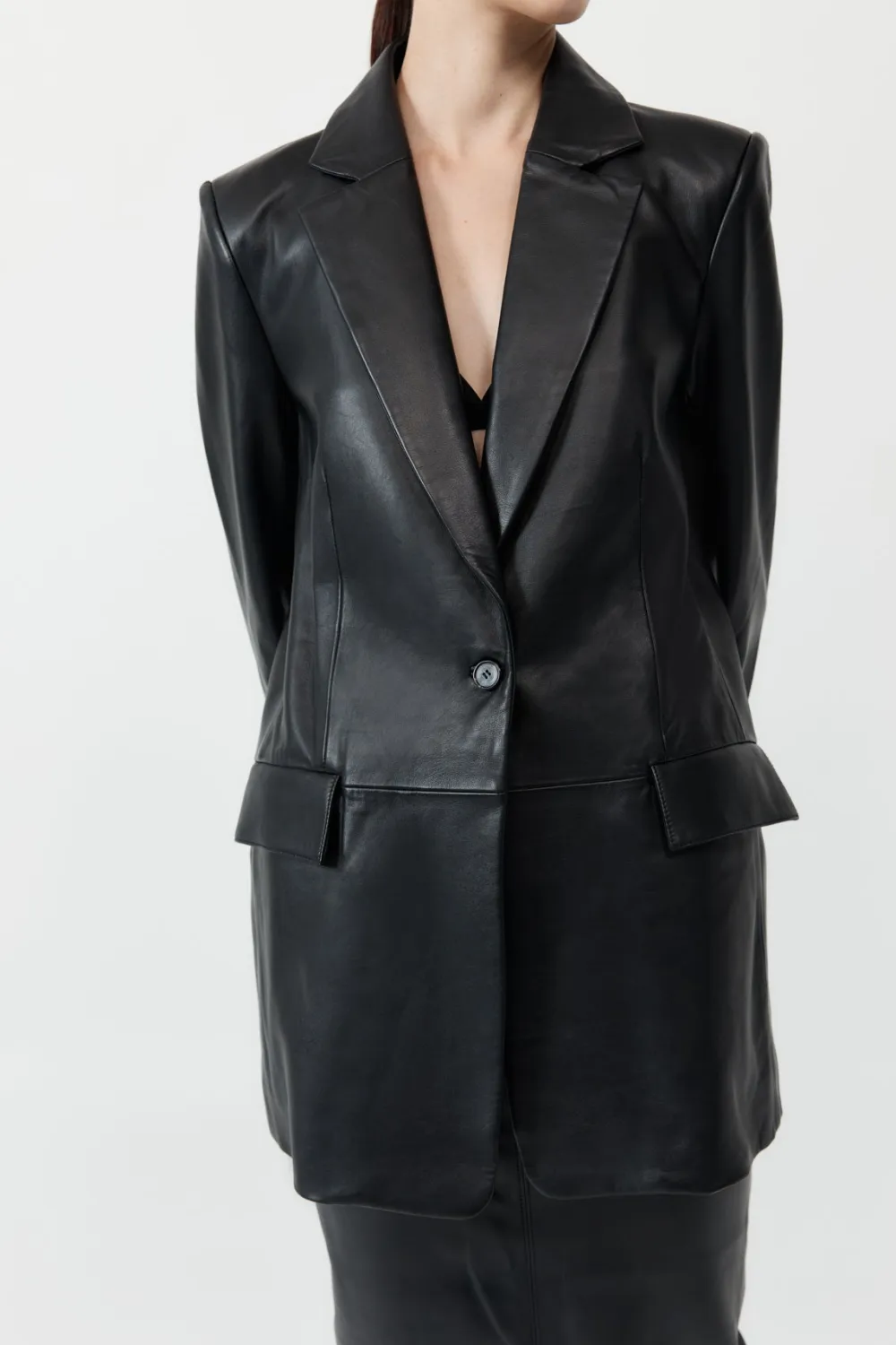 Leather Blazer - Black|St. Agni Outlet