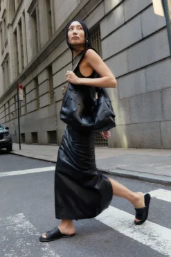 Leather Column Skirt -|St. Agni Fashion