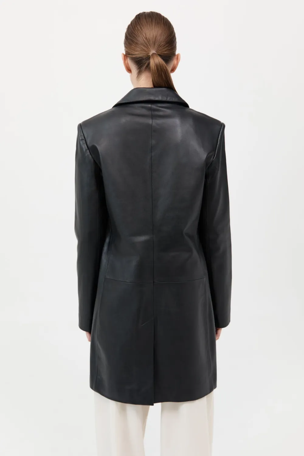 Leather Longline Jacket -|St. Agni Clearance