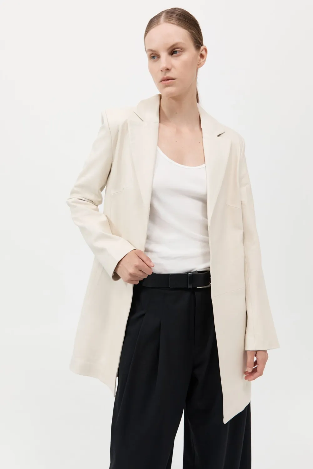 Leather Longline Jacket -|St. Agni Fashion
