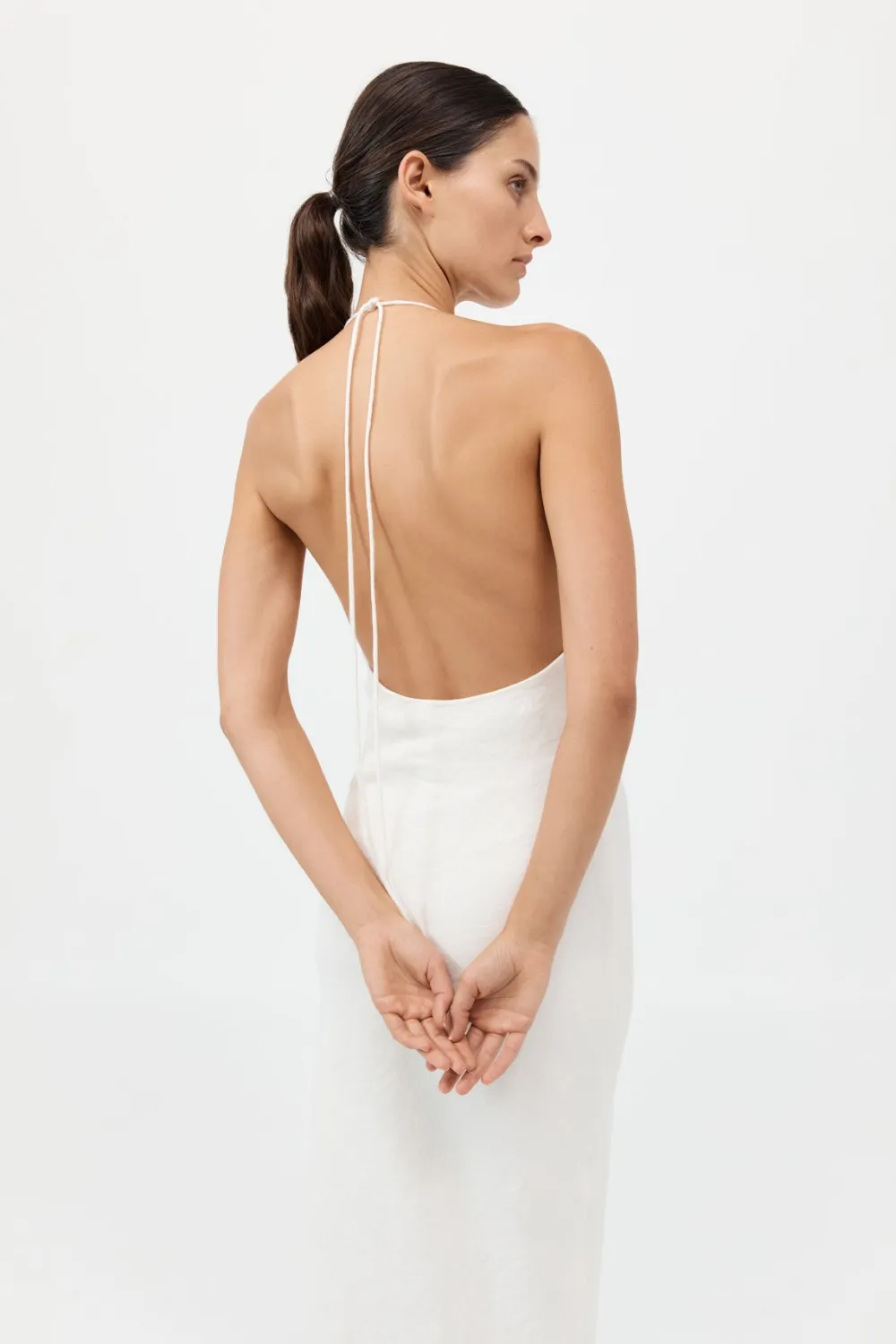 Linen Bias Halter Dress -|St. Agni Store