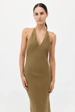 Linen Bias Halter Dress -|St. Agni Best Sale