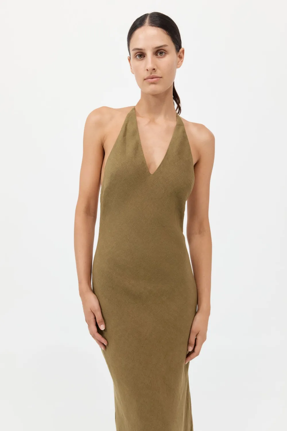 Linen Bias Halter Dress -|St. Agni Best Sale
