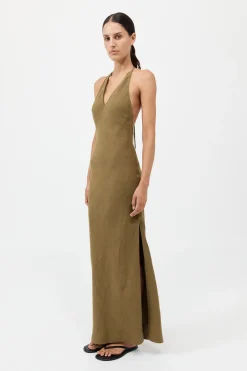 Linen Bias Halter Dress -|St. Agni Best Sale