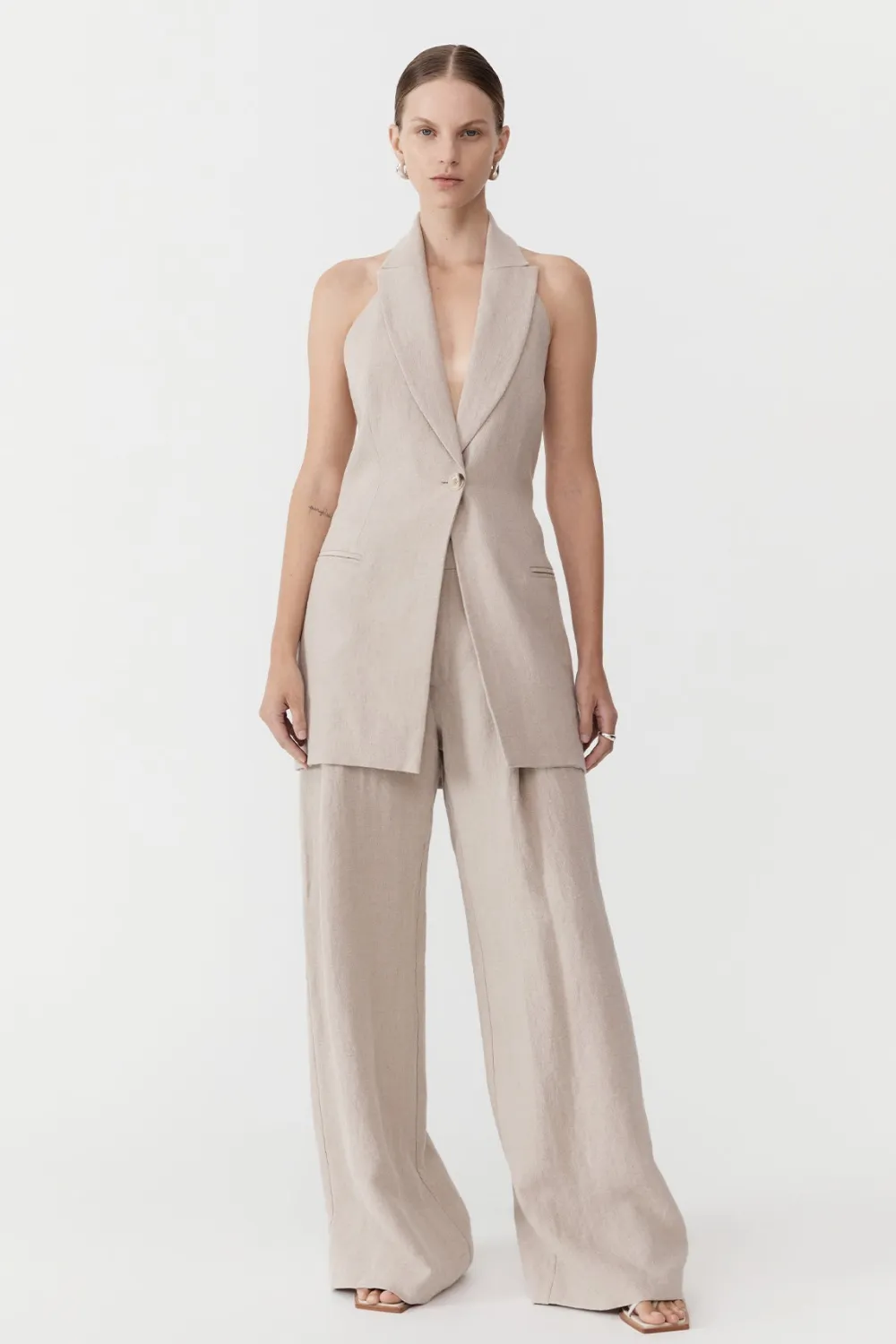 Linen Helm Vest - Natural|St. Agni Best